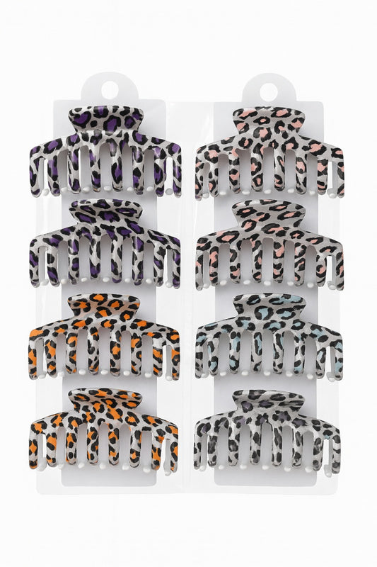 Set 12 Cleme Par Leopard 11cm , Accesorii Colorate si Rezistente pentru Coafuri