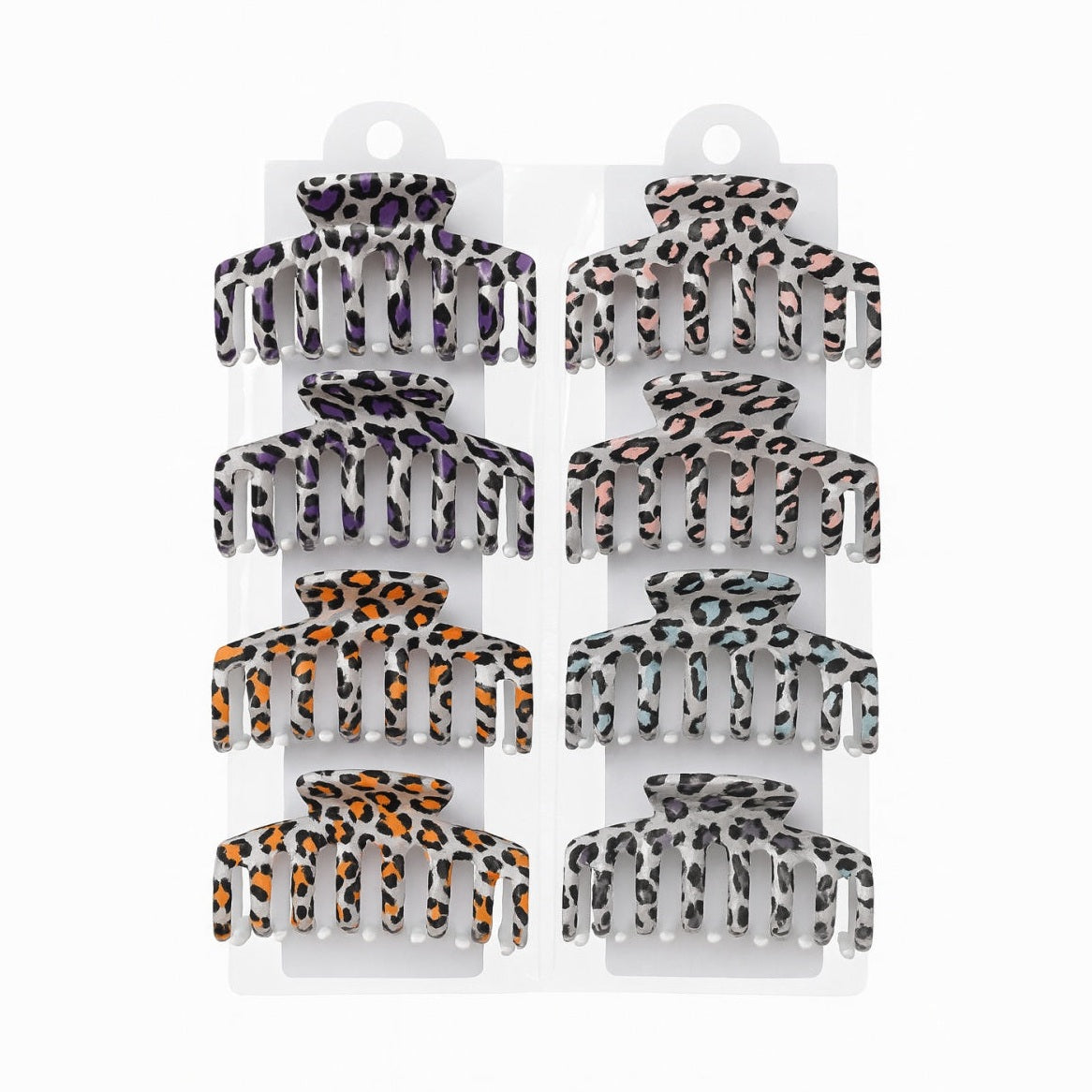 Set 12 Cleme Par Leopard 11cm , Accesorii Colorate si Rezistente pentru Coafuri