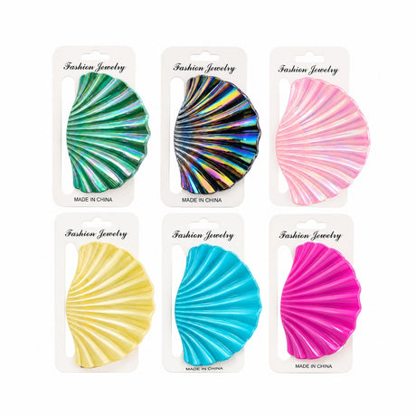 Set 12 Clești de Păr 10 cm – Clame Sidefate Model Scoică, Diverse Culori