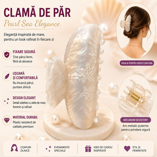 Set 12 Clești de Păr 9 cm – Clame Elegante cu Stea de Mare