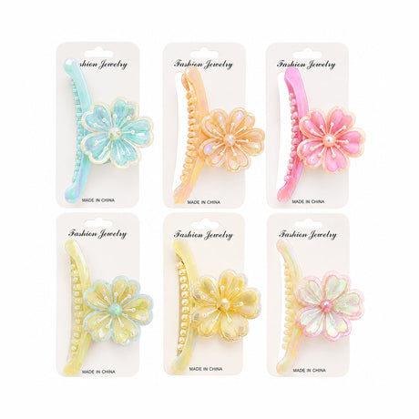 Set 12 Clești de Păr, model Floare 10 cm – Clame Elegante Colorate