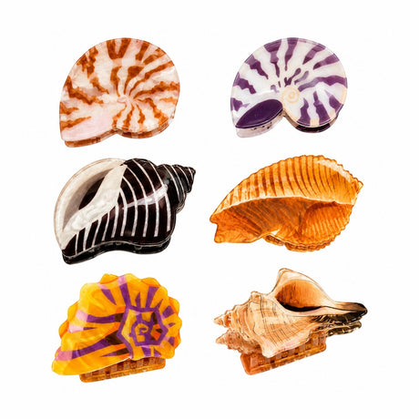 Set 12 Clești de Păr Model Scoică 7 cm – Clame de Păr Elegante cu Design Oceanic