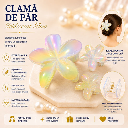 Set 12 Clesti de Păr Trio în Formă de Floare – Clame Colorate, diverse culori