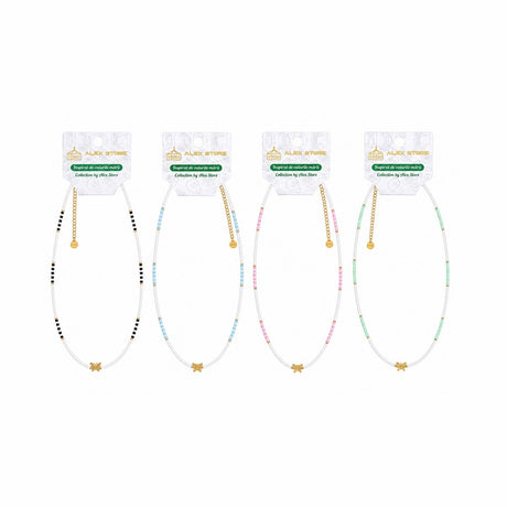 Set 12 Coliere Roxe, 40cm, Reglabile cu Margele si Pandantiv Fluture Multicolor
