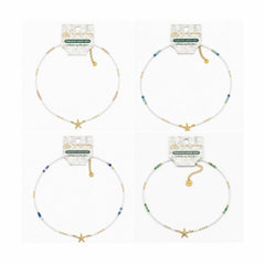Set 12 Coliere Roxe, 40cm, Reglabile cu Margele Stralucitoare si Steluta de Mare