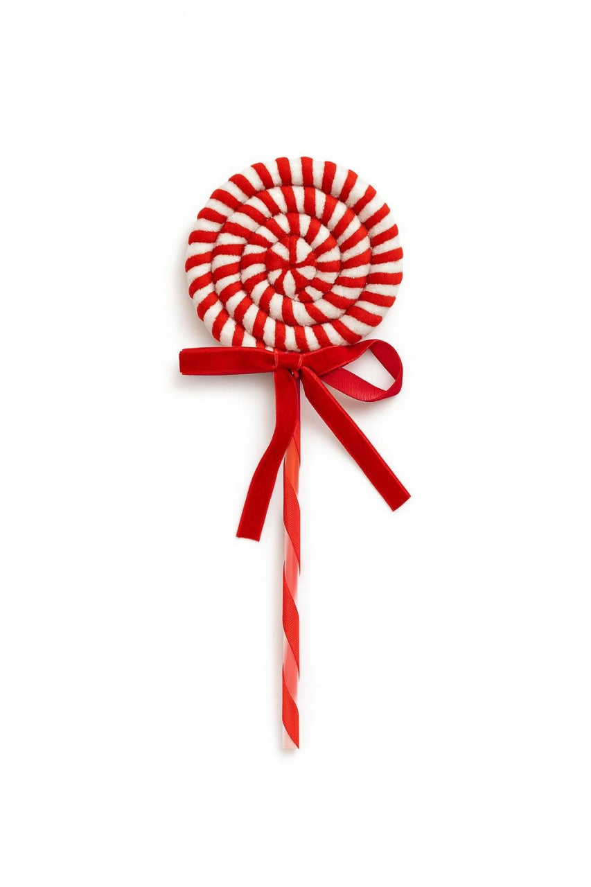 Set 12 decoratiuni acadea rosie pentru brad, 23 cm, model candy Craciun