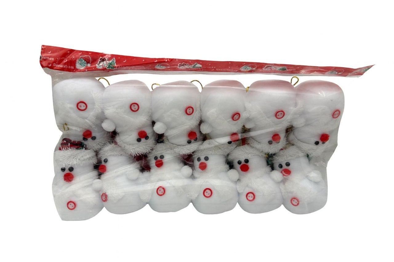 Set 12 decoratiuni Craciun om de zapada textil alb , pachet multiplu, modele mixte, 17cm per bucata
