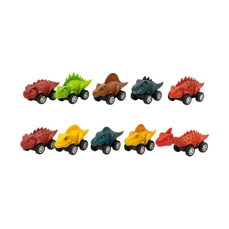 Set 12 Dinozauri Mecanici pe Roti, Pull Back, Jucarii Copii 3+