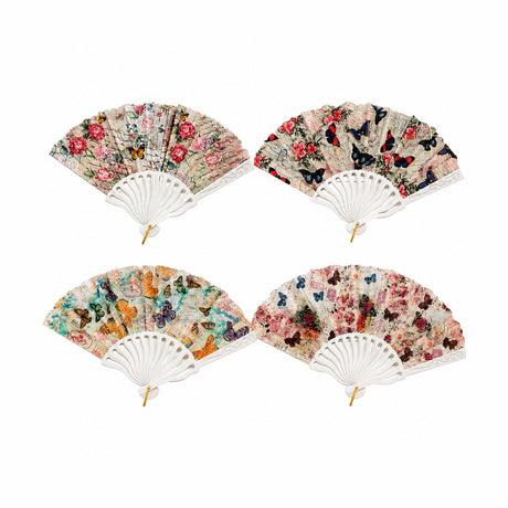 Set 12 Evantaie 23 cm – Modele Florale și Fluturi, Evantaie Elegante Livrate Aleatoriu