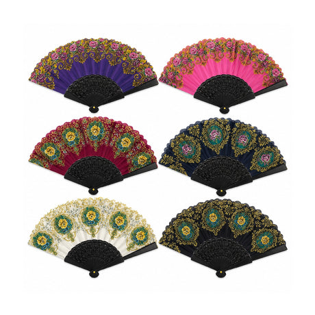 Set 12 evantaie decorative cu model colorat, 12cm