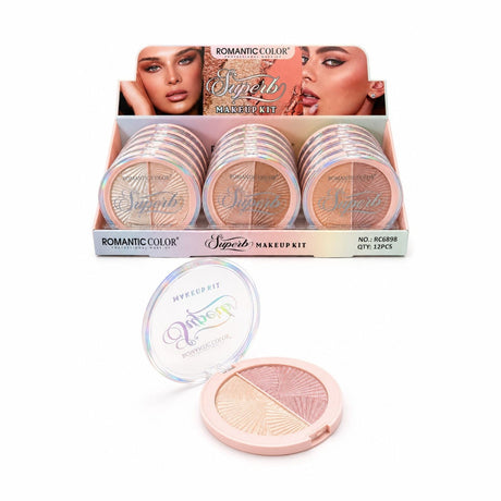 Set 12 Iluminatoare Duo Romantic Color Superb – Highlighter Compact cu 2 Nuanțe