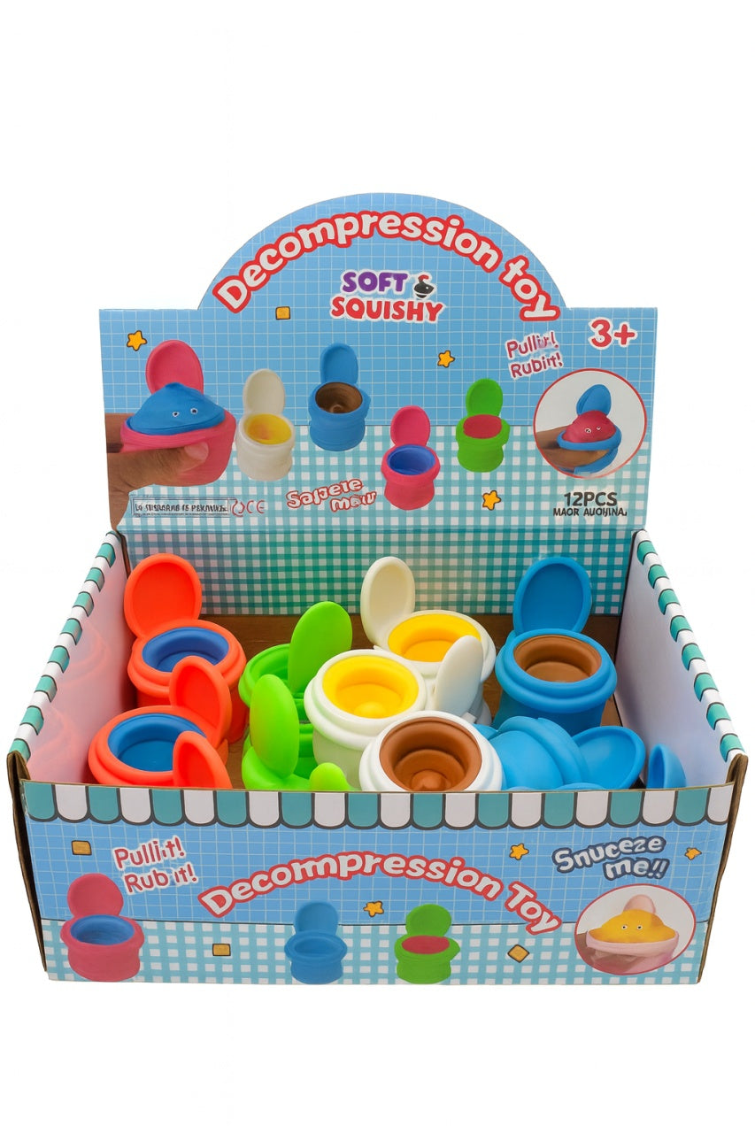 Set 12 Jucarii Antistres cu Pasta Ridicabila , Mini recipient cu capac, culori mixte