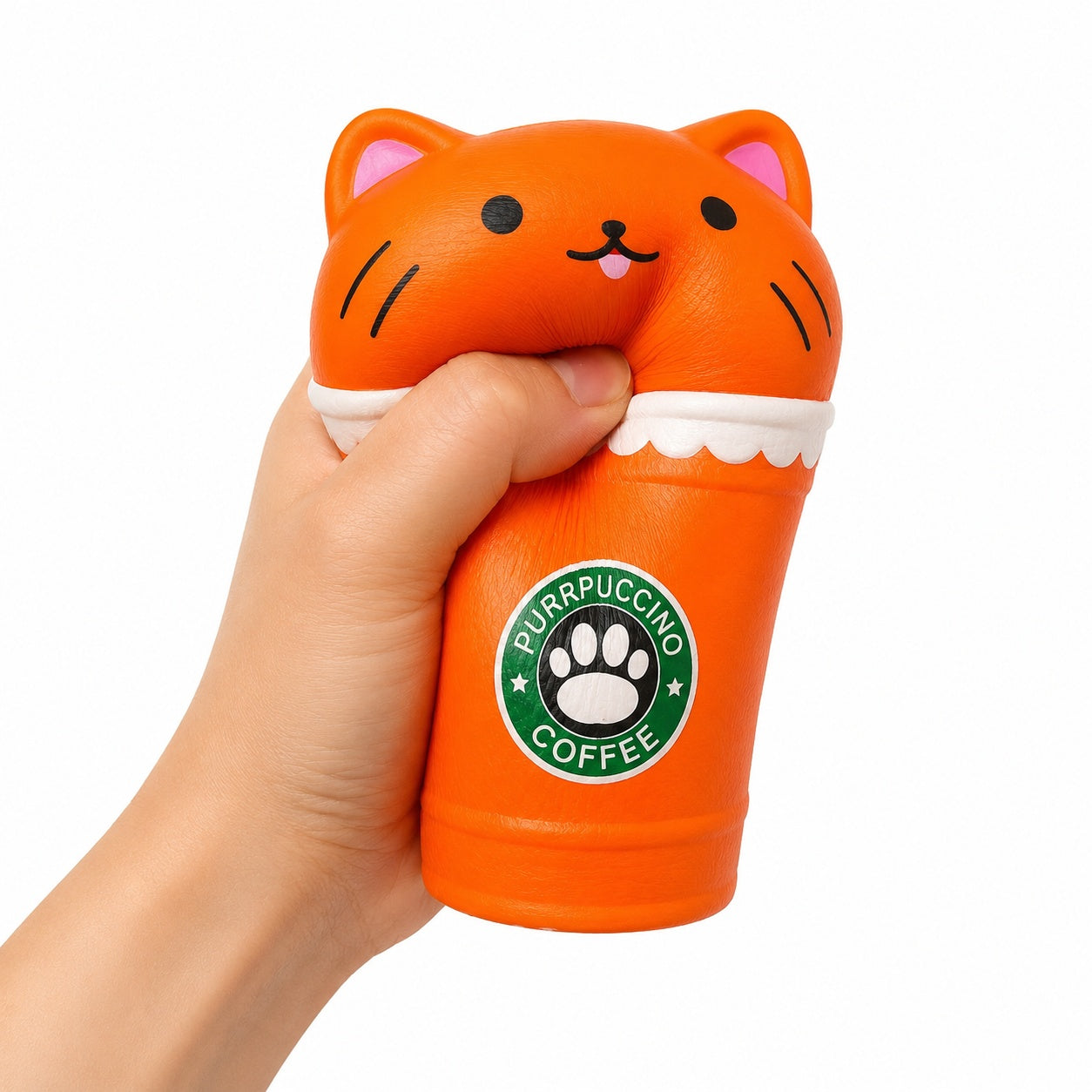 Set 12 jucarii Squishy Purrpuccino Antistres 14cm, Slow Rising, Model Pisicuta Cafea