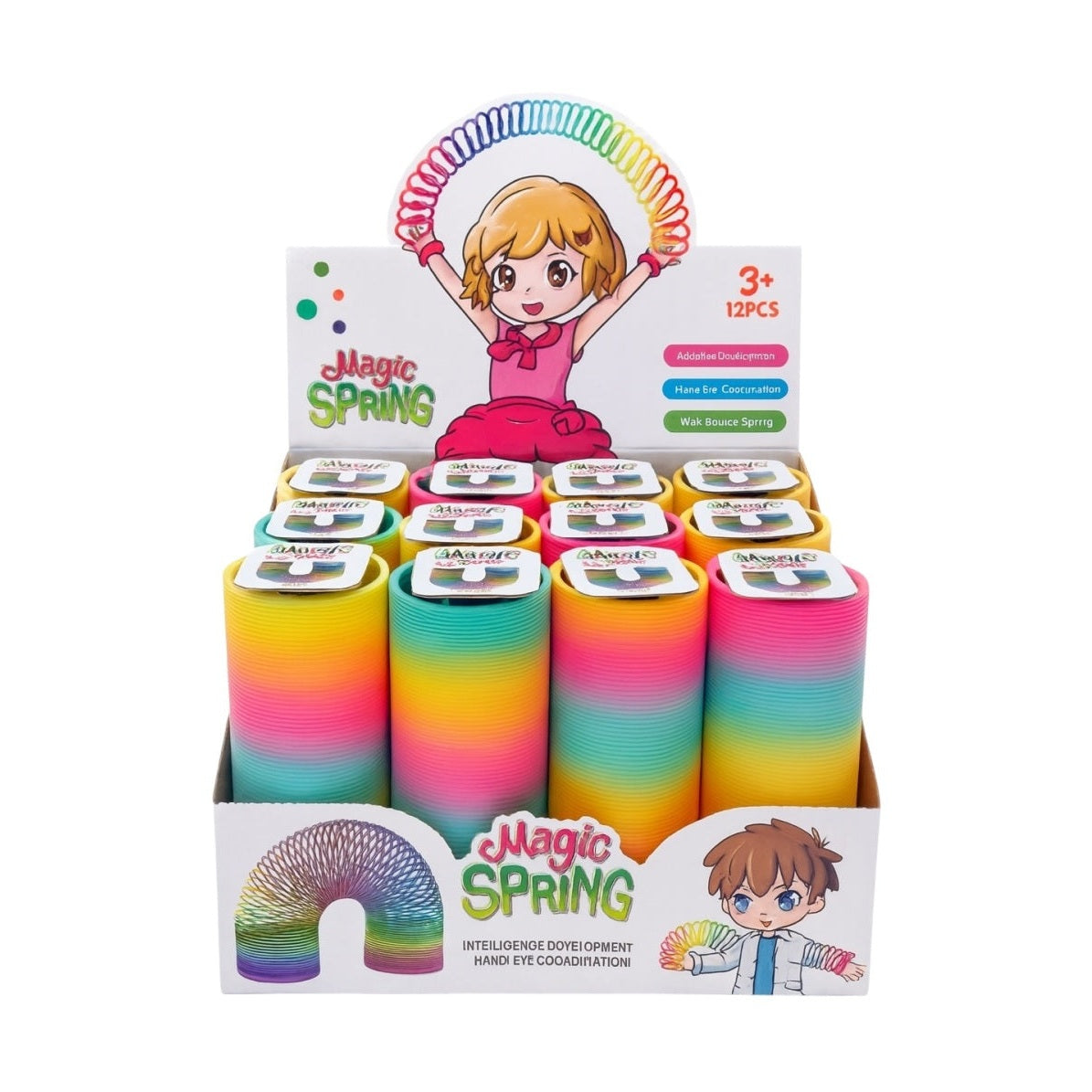 Set 12 Magic Spring 15cm , Jucarii Rainbow pentru Joaca si Coordonare