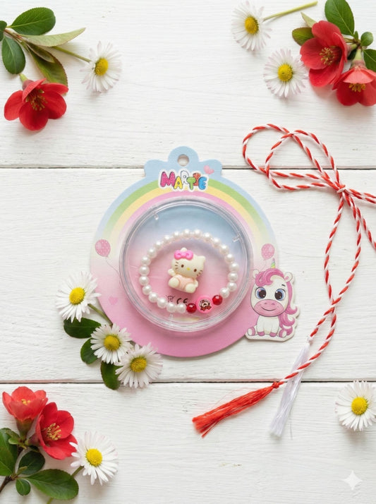 Set 12 martisoare pentru fetite cu bratara si brosa figurine vesele 25x20 cm