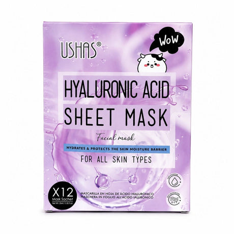 Set 12 Măști Faciale cu Acid Hialuronic USHAS – Hidratare Intensă, Elasticitate și Luminozitate pentru Ten