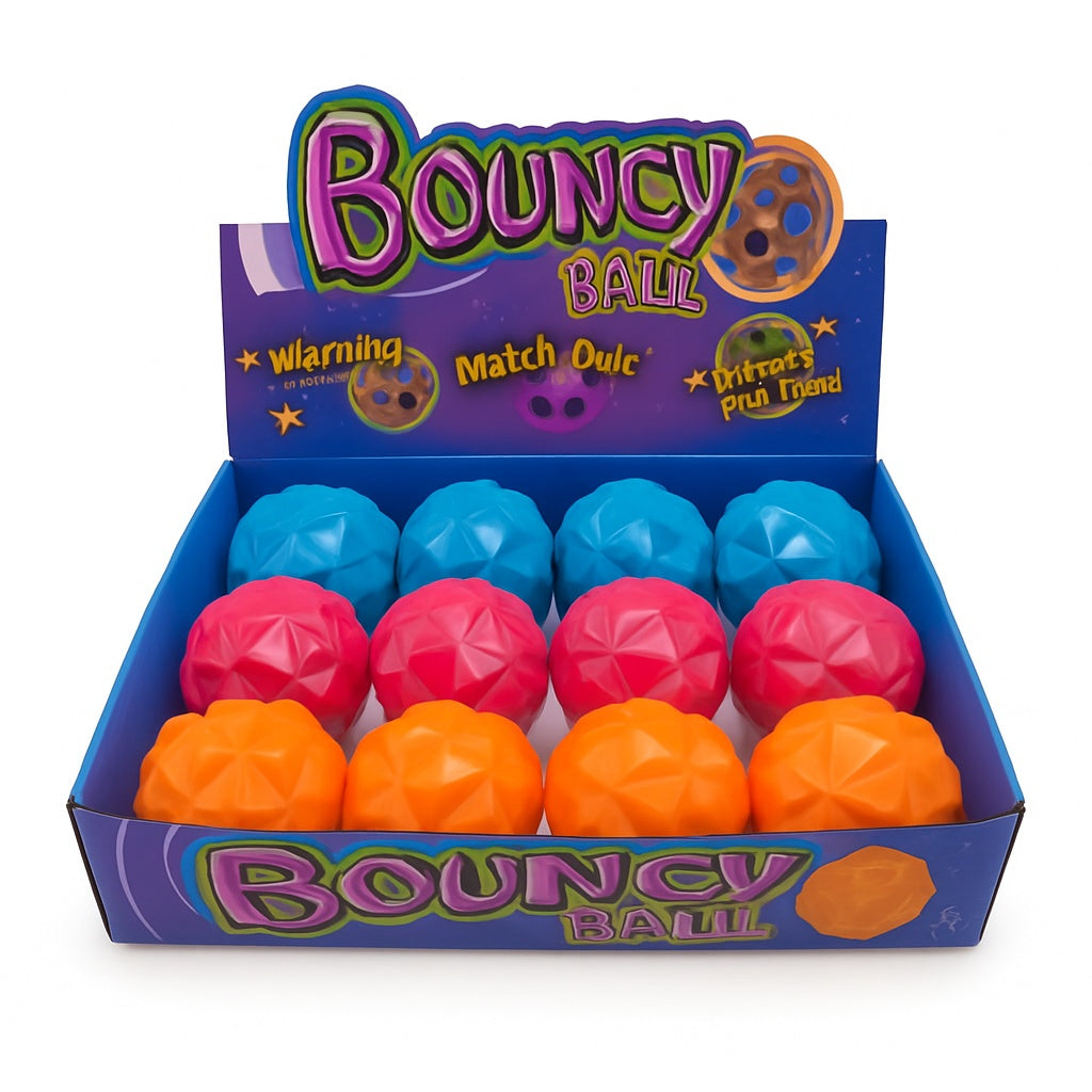 Set 12 mingi saritoare Bouncy Ball, antistres, culori neon, rezistente si elastice