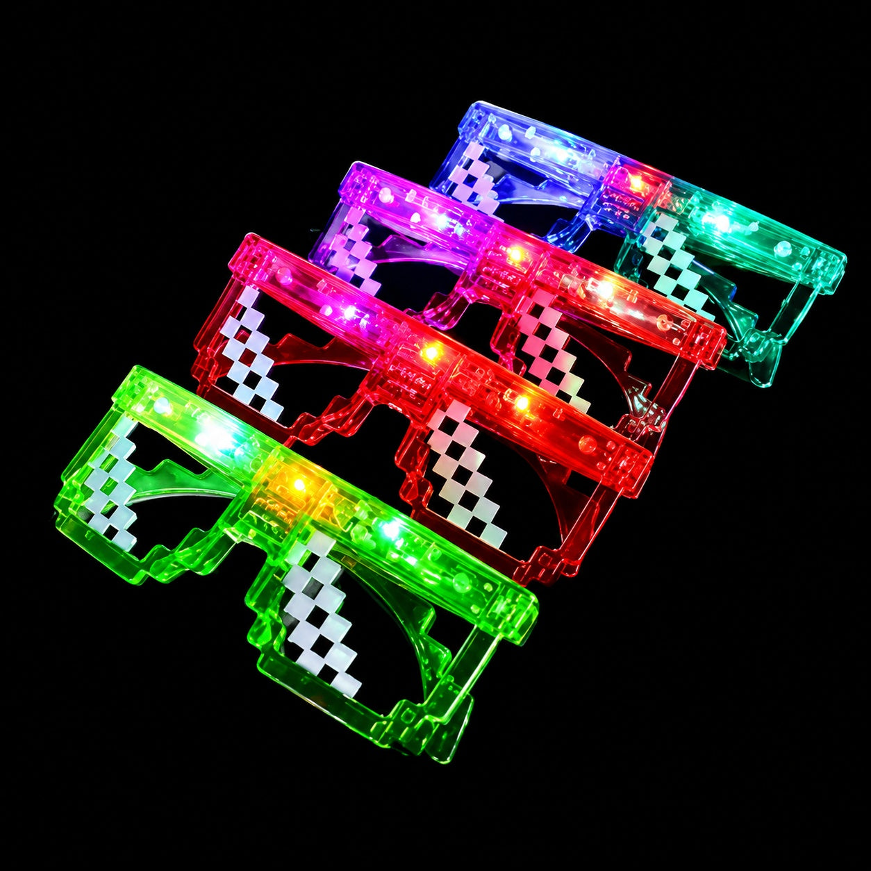 Set 12 ochelari LED, lumini colorate, culori mixte