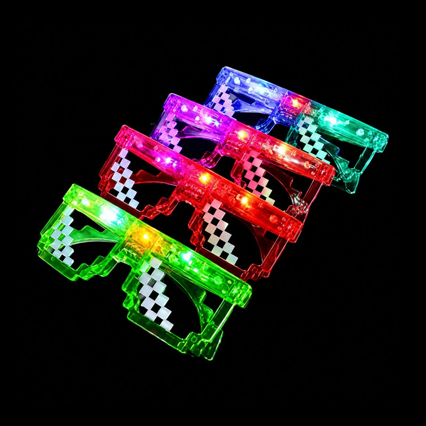 Set 12 ochelari LED, lumini colorate, culori mixte