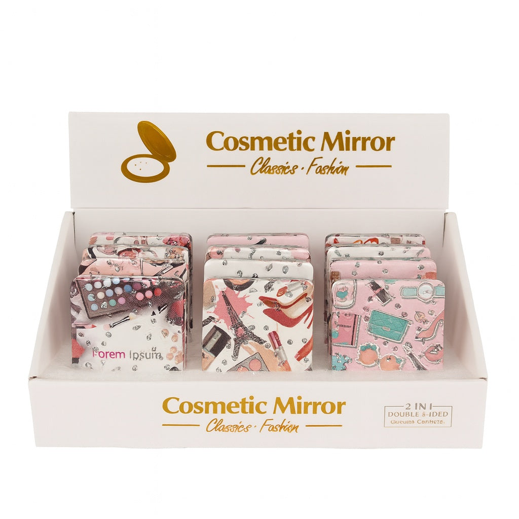 Set 12 oglinzi cosmetice 2 in 1 , modele fashion cu accesorii beauty