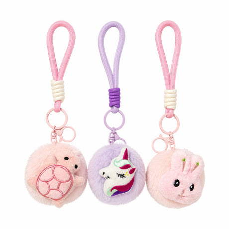 Set 12 oglinzi de plus 8 cm, breloc pufos modele adorabile