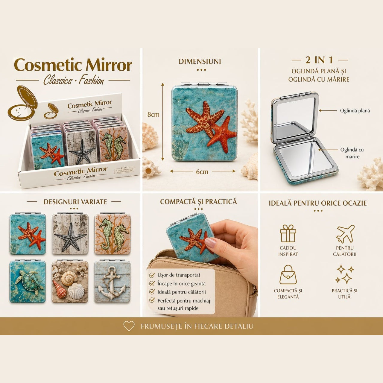 Set 12 oglinzi design marin, compacte