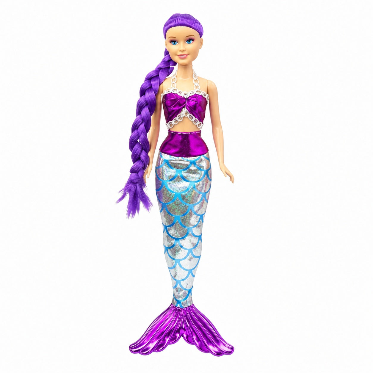 Set 12 papusi sirena 34 cm, papusi copii Mermaid cu par lung colorat