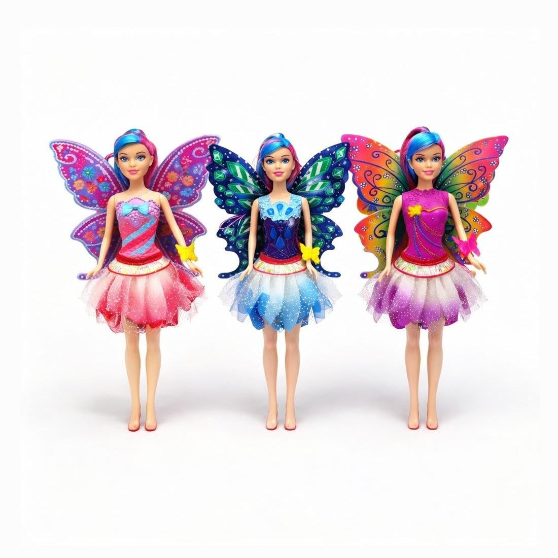 Set 12 papusi zana cu aripi, papusi colorate 33 cm, jucarii fete