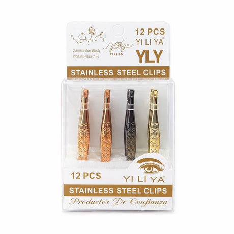 Set 12 pensete cosmetice profesionale pentru sprancene, metalice, culori variate