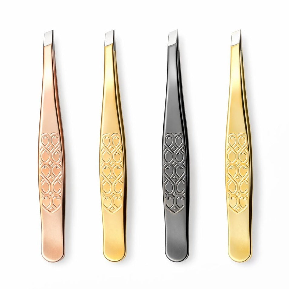 Set 12 pensete cosmetice profesionale pentru sprancene, metalice, culori variate