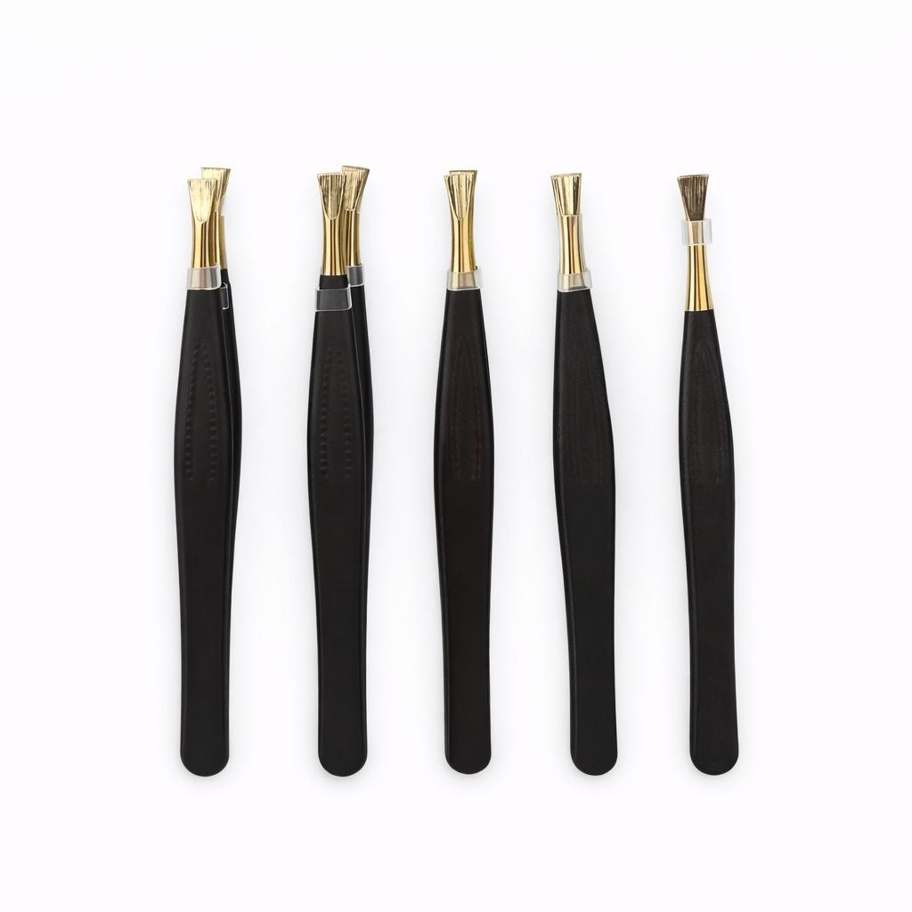 Set 12 pensete cosmetice profesionale pentru sprancene, metalice, varf drept