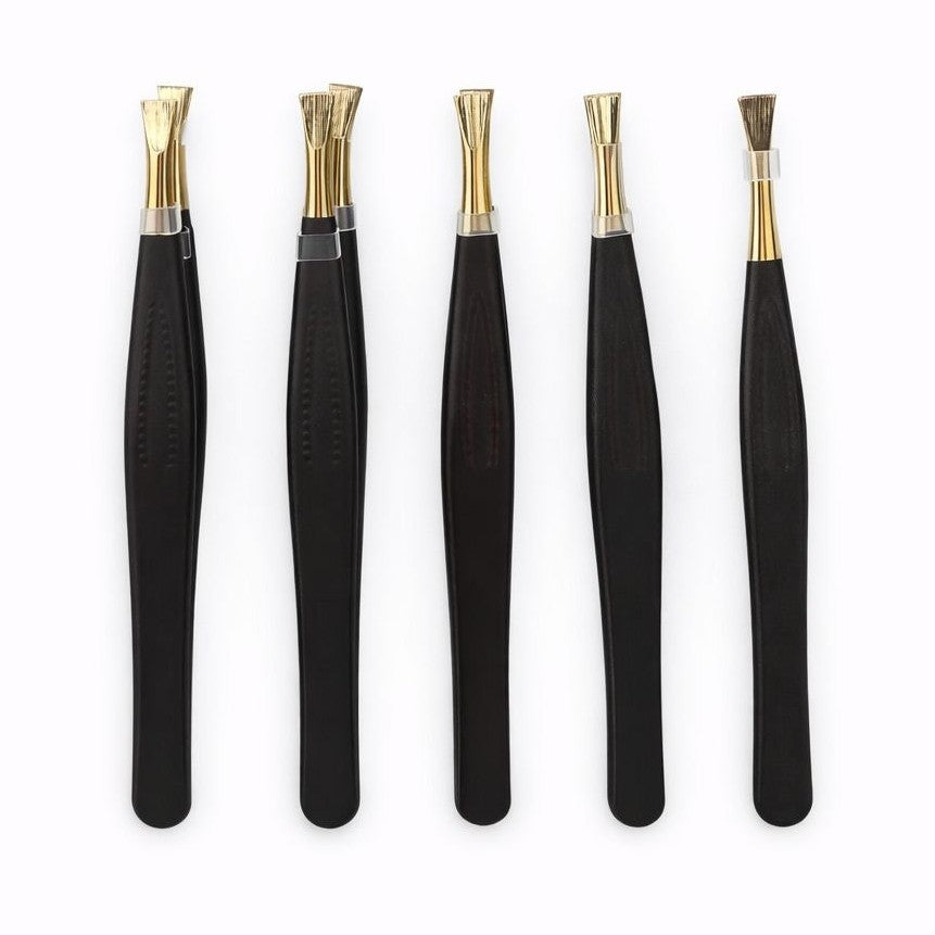Set 12 pensete cosmetice profesionale pentru sprancene, metalice, varf drept