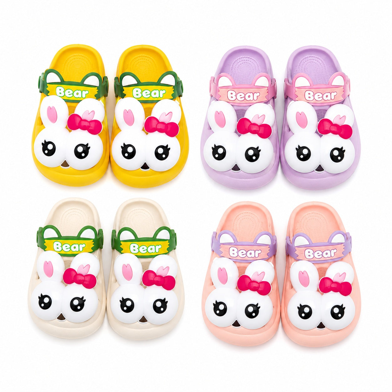 Set 12 Perechi Papuci Copii – Mix Culori, Mărimi 18/19-22/23, Design Adorabil cu Iepuraș