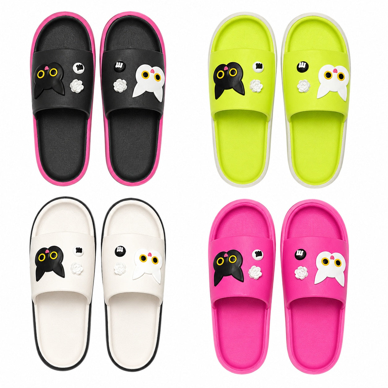 Set 12 Perechi Papuci Damă Casual cu Design Adorabil – Mix Culori Neon, Mărimi 36-41