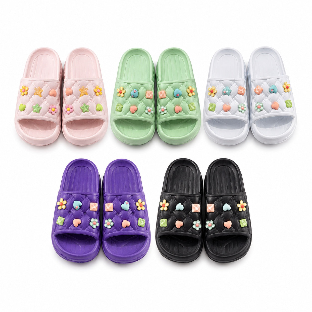 Set 12 Perechi Papuci Damă Casual cu Design Floral – Mix Culori, Mărimi 36-41