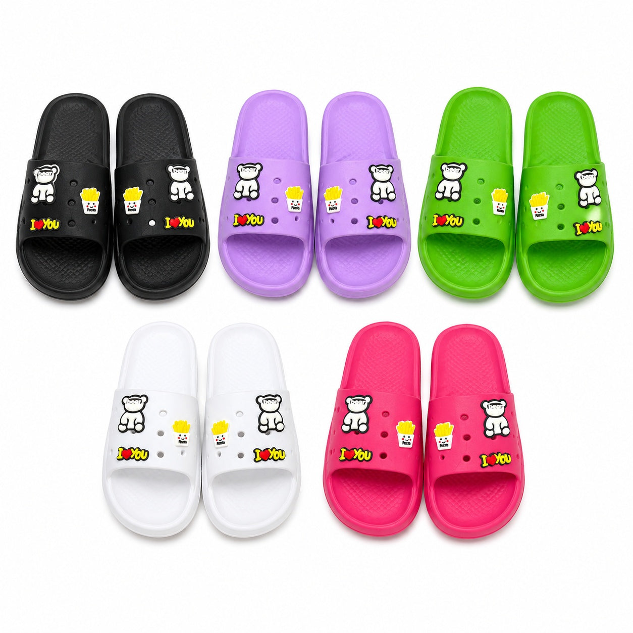 Set 12 Perechi Papuci Damă Casual cu Design Vesel – Mix Culori, Mărimi 36-41