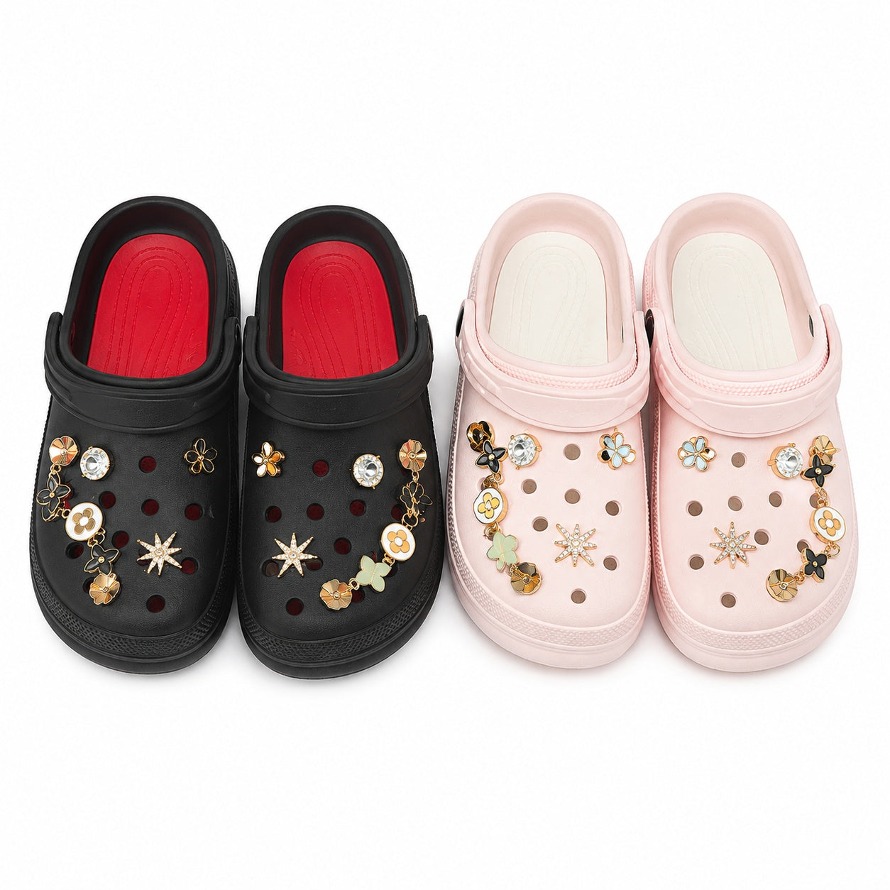Set 12 Perechi Papuci Damă cu Accesorii Elegante – Mix Culori, Mărimi 36-41