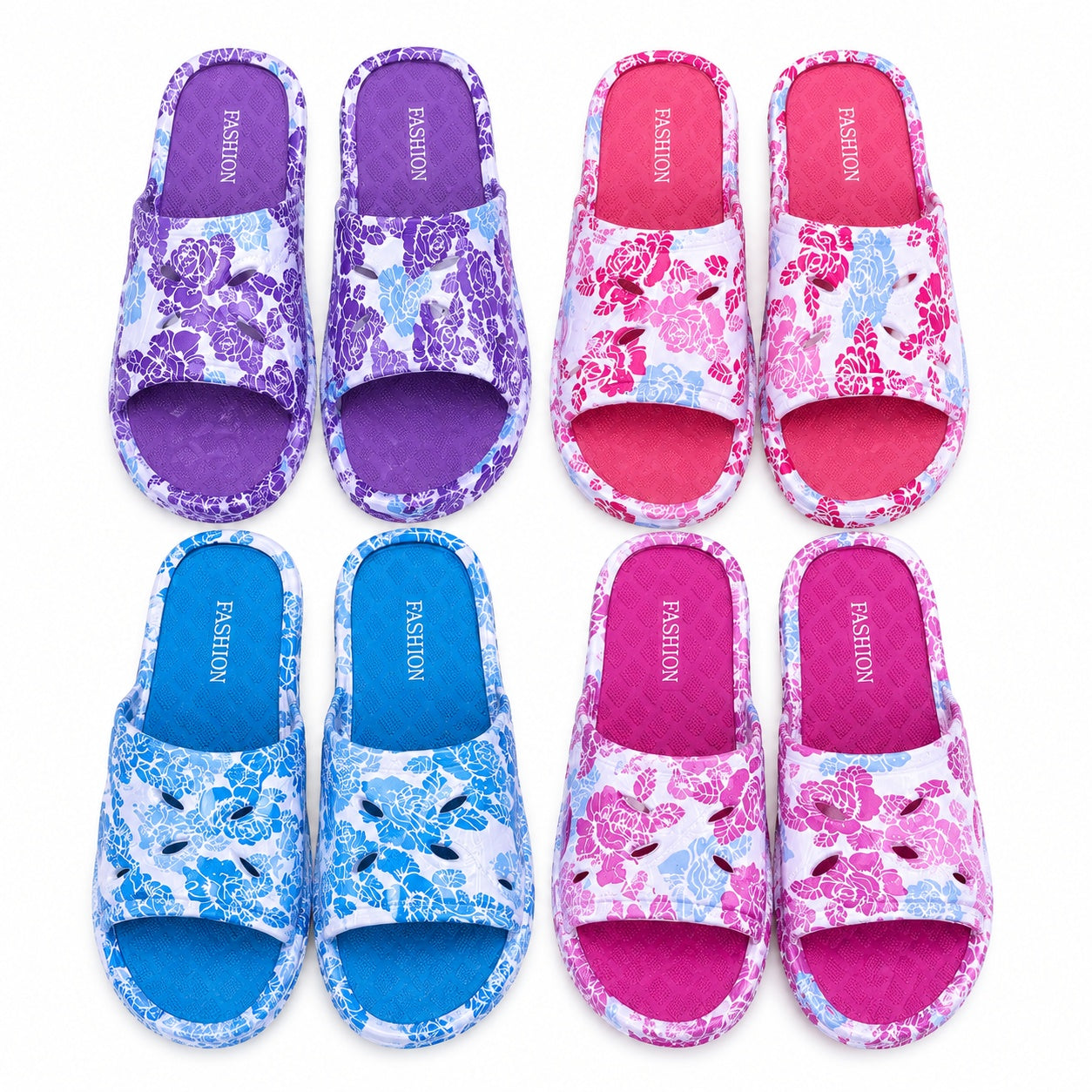 Set 12 Perechi Papuci Damă cu Design Floral – Mărimi 36-41, Mix Culori, Ultra Ușori și Confortabili
