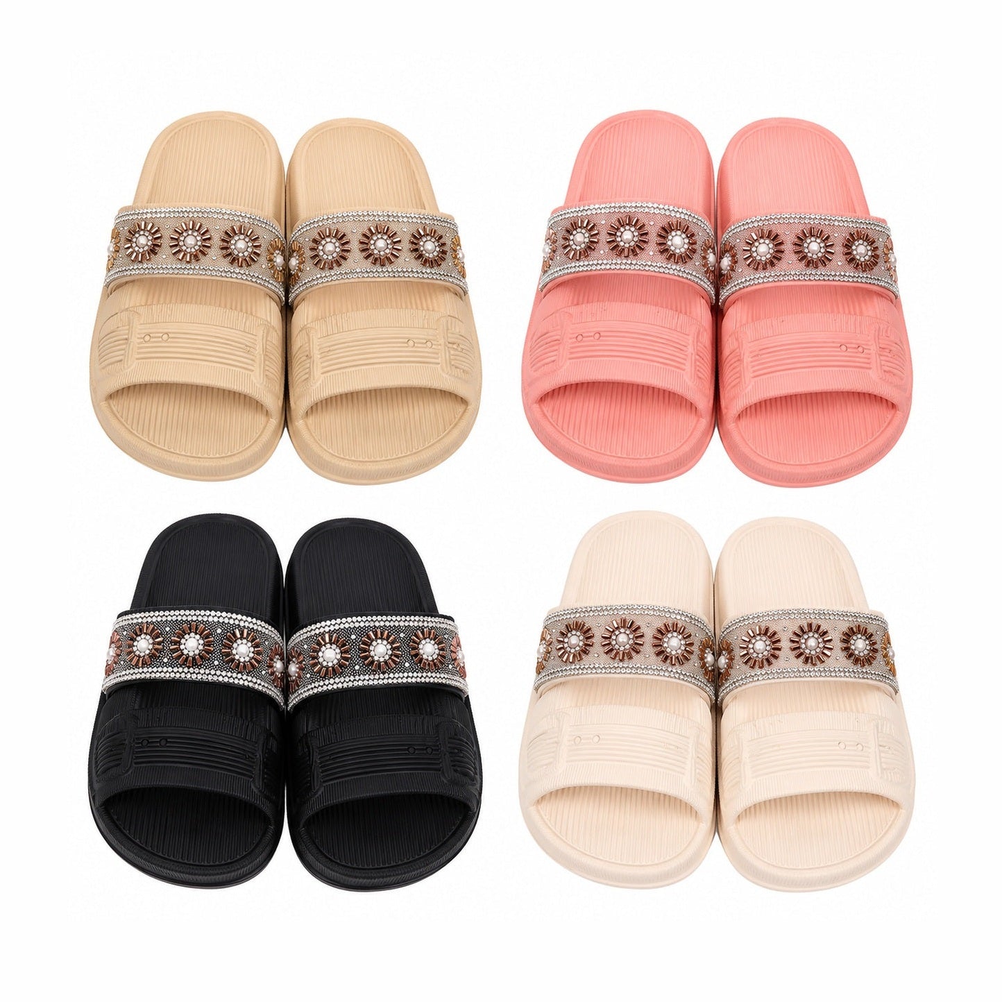 Set 12 Perechi Papuci Damă cu Detalii Decorative – Mix Culori, Mărimi 36-41, Comozi și Eleganți