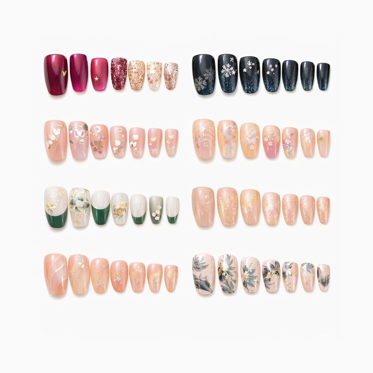 Set 12 perechi unghii false press-on, modele diverse, efect gel, design premium