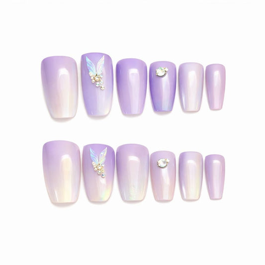 Set 12 perechi unghii false press-on, modele mixte, efect gel, reutilizabile