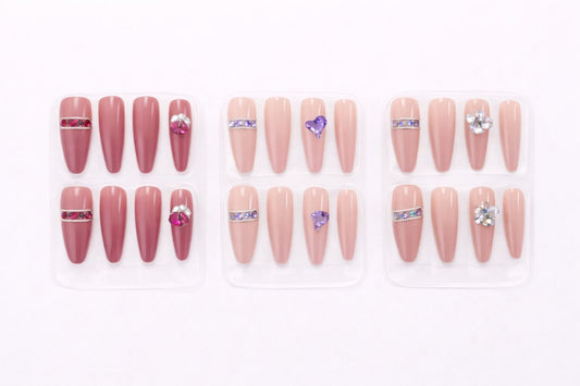 Set 12 perechi unghii false reutilizabile, 6 modele diferite, culori si design variat
