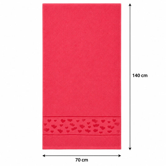 Set 12 Prosoape de Baie 70x140 cm – Prosoape cu Model Inimi, 6 Culori Elegante, Moi și Absorbante