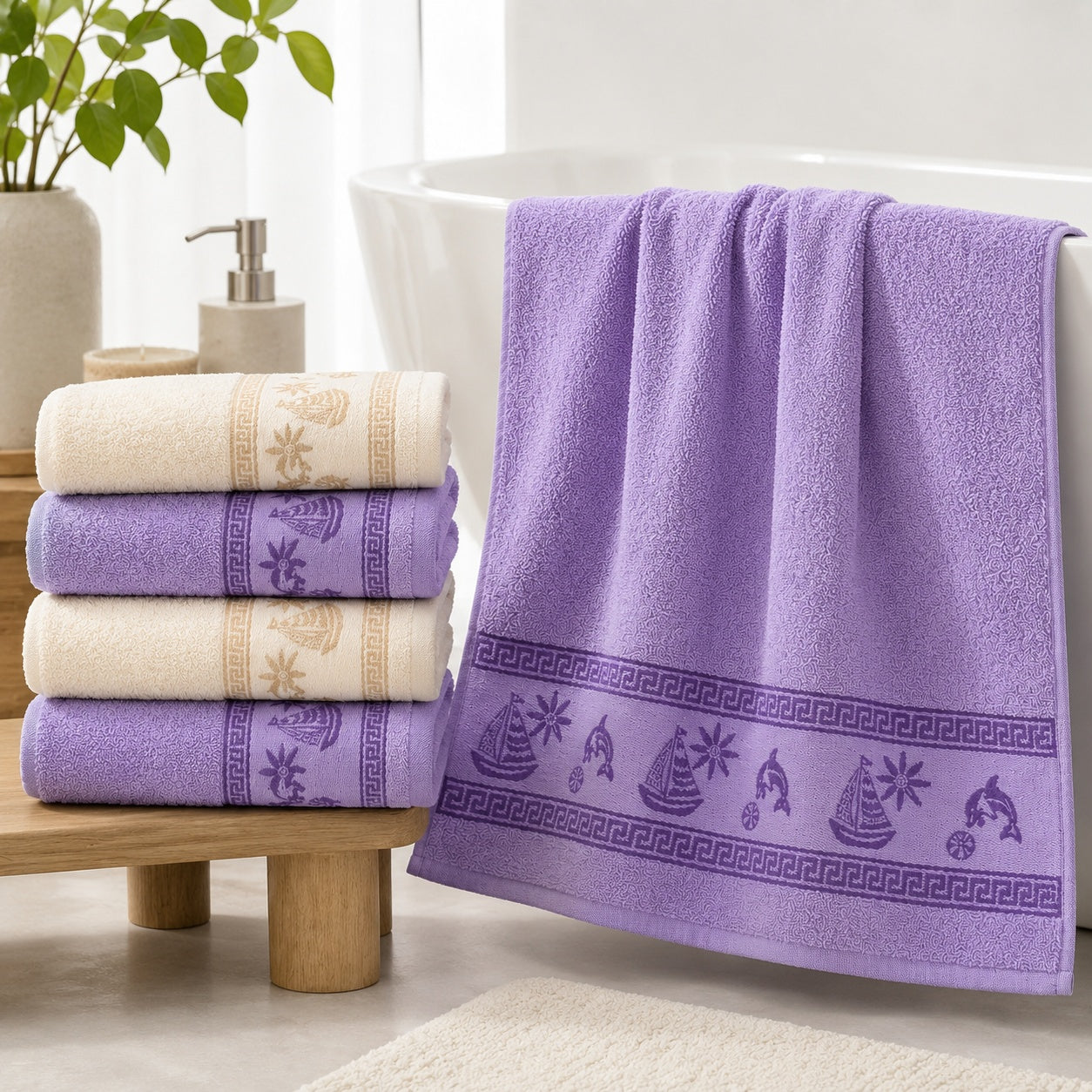 Set 12 Prosoape de Baie 70x140 cm – Prosoape Mari din Poliester, 6 Culori Elegante, Moi și Absorbante