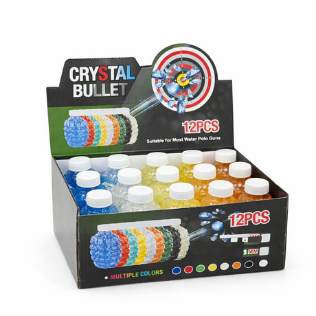 Set 12 recipiente munitie gel Crystal Bullet, pentru arme de jucarie, culori diverse
