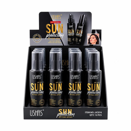 Set 12 Spray de Fixare a Machiajului USHAS SPF 50 PA++ , Setting Spray cu Protecție Solară