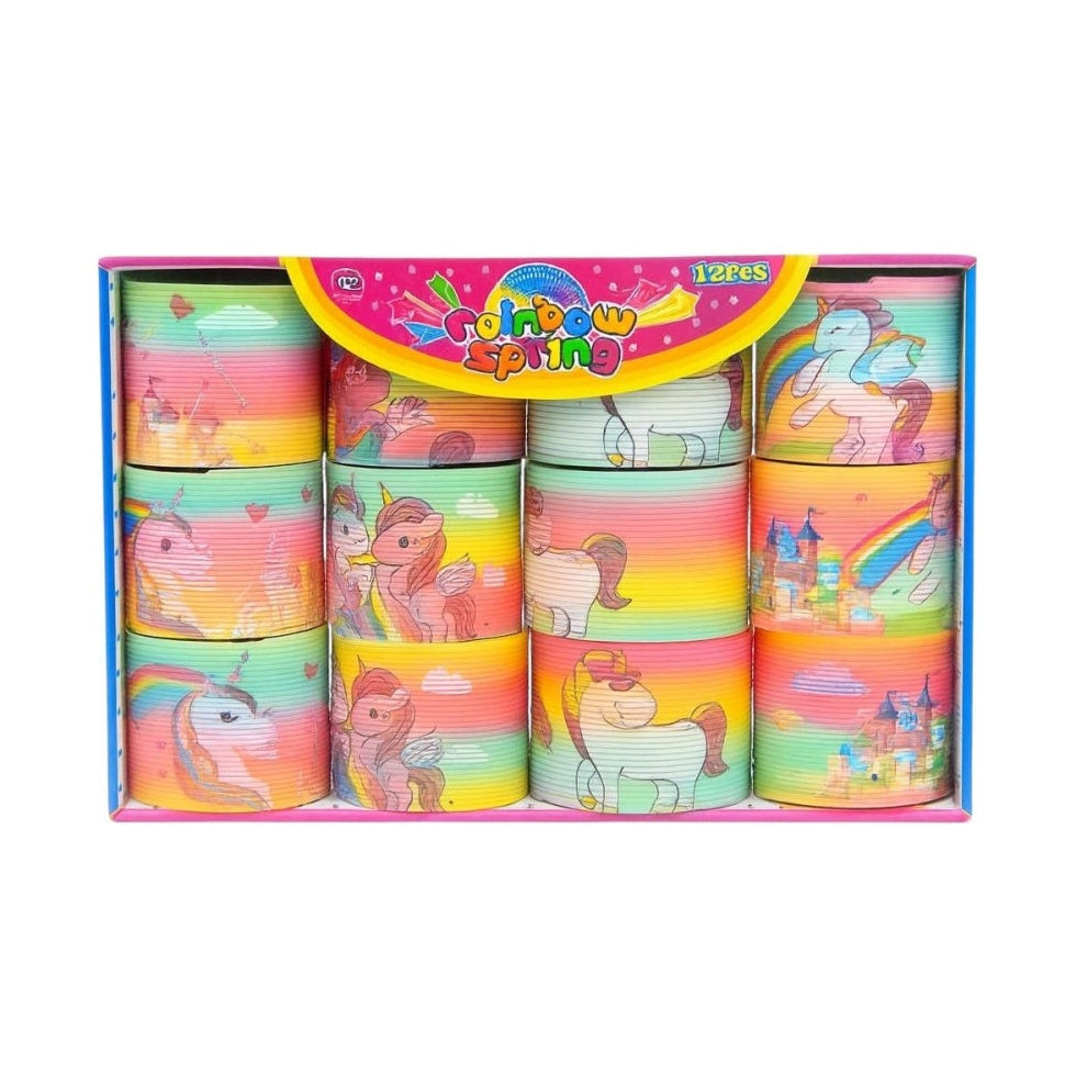 Set 12 Springuri Rainbow cu Unicorni , Jucarie Colorata pentru Copii