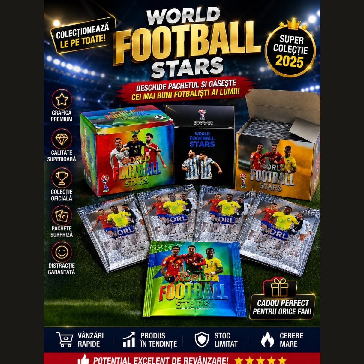 Set 15 pliculete surpriza cu fotbalisti, 4 modele colorate, colectie sport copii