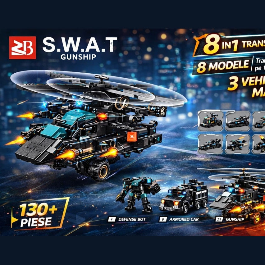 Set 16 jocuri constructie vehicule interventii speciale, modele multiple, copii