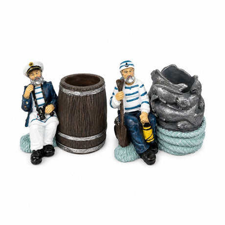 Set 2 Figurine Marinari cu Suport Decorativ – Suvenir Nautic pentru Casă și Birou